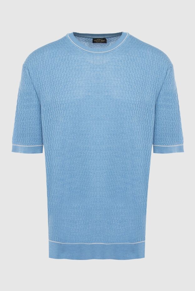 Cesare di Napoli man blue short sleeve silk jumper for men buy with prices and photos 143611 - photo 1