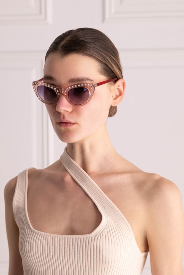 N21 cat-eye glasses pink for women with rhinestones on the frame 143715 - photo 2
