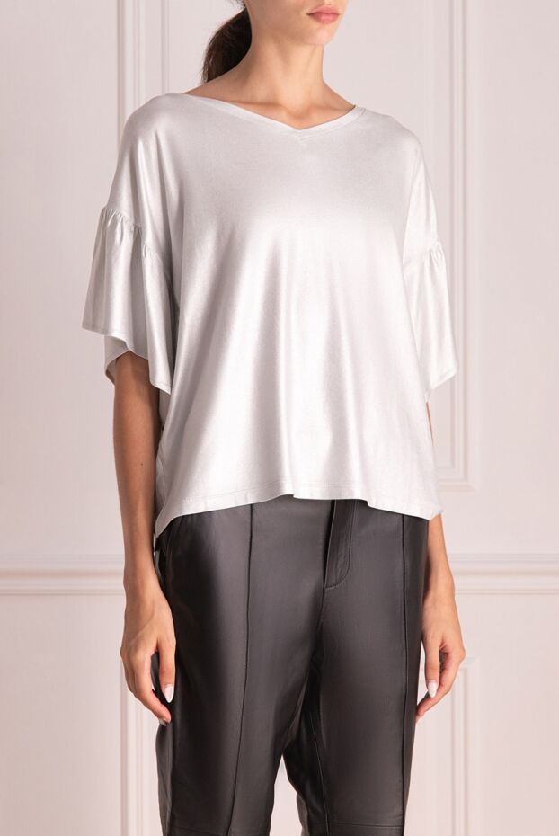D.Exterior women's loose-fitting blouse with small ruffles gray 143903 - photo 3