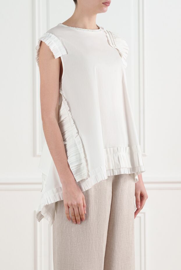 D.Exterior women's sleeveless blouse with ruffles and wide collar 143922 - photo 3