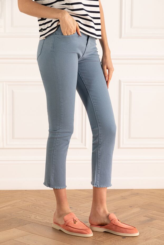 Max&Moi джинси вкорочені з необробленим краєм у блакитній бавовні 143936 - фото 3