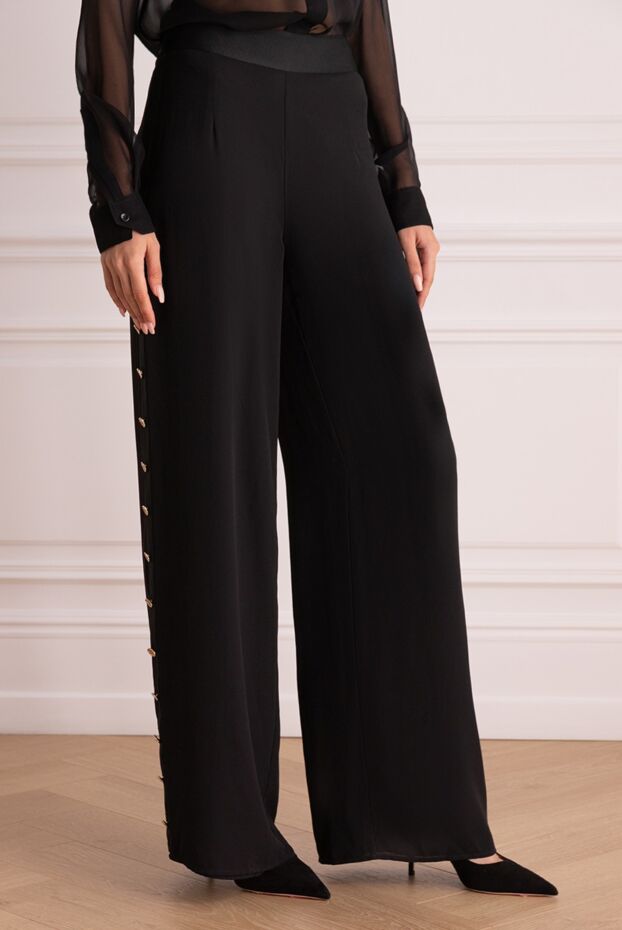 Edward Achour Paris black women's pants with gold buttons along the edges 143978 - photo 3