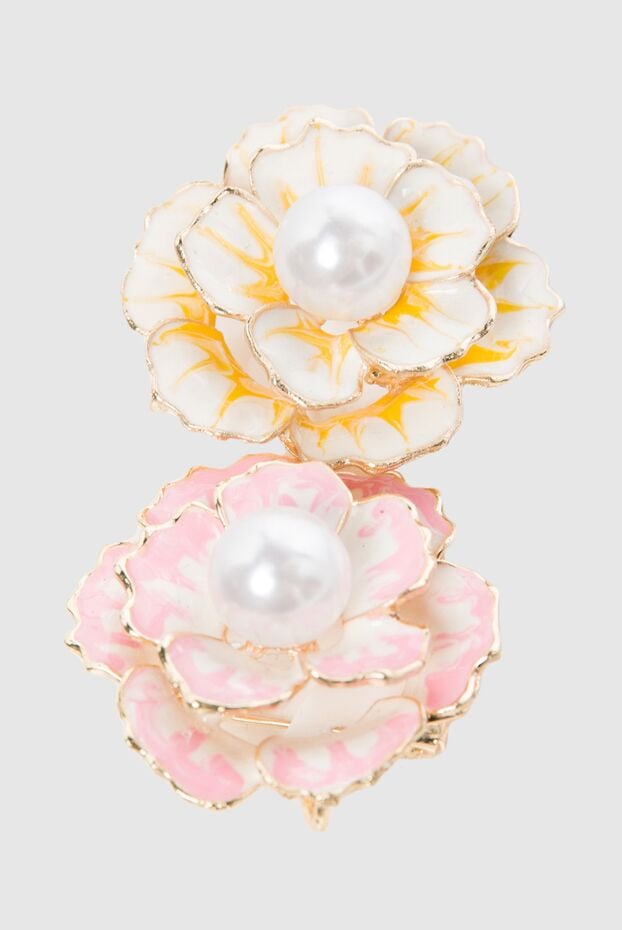 Edward Achour Paris brooch for women in the form of two flowers yellow and pink with pearls 143992 - photo 1