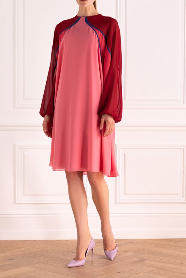 Giamba light pink chiffon midi dress with asymmetrical inserts and an airy silhouette 144000 - photo 2