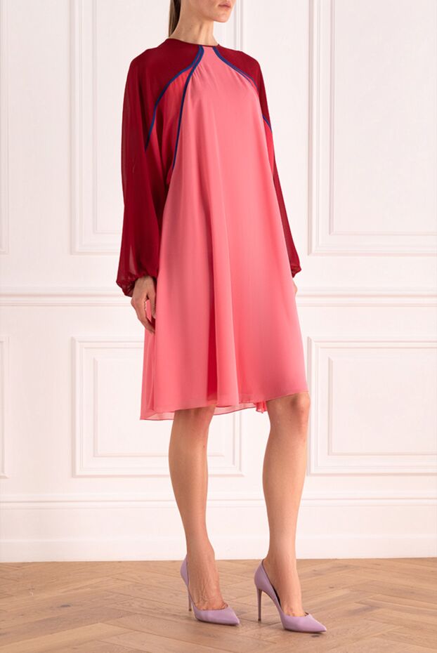 Giamba light pink chiffon midi dress with asymmetrical inserts and an airy silhouette 144000 - photo 3
