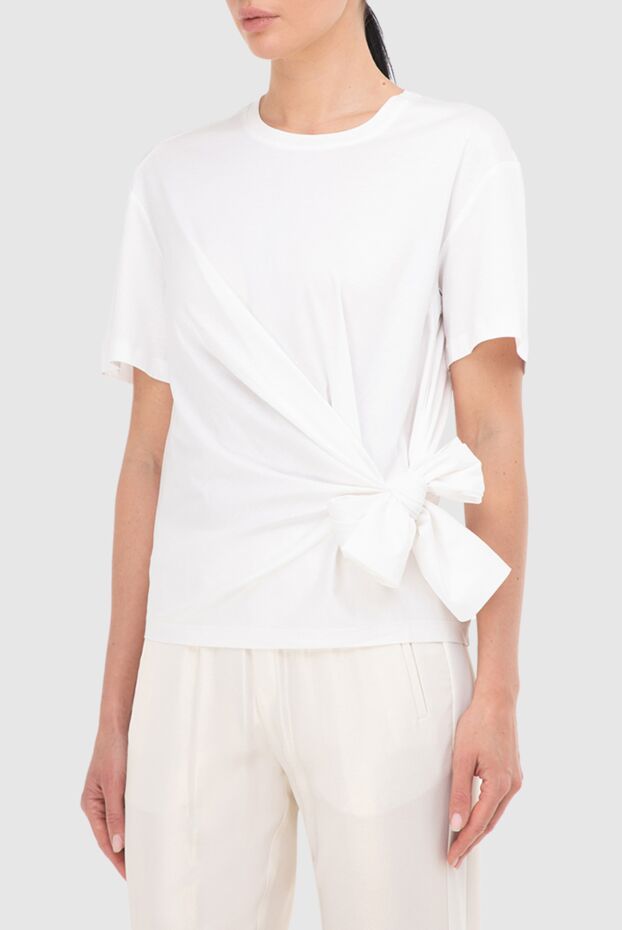 Edward Achour Paris women's white t-shirt with asymmetrical knot 144018 - photo 3