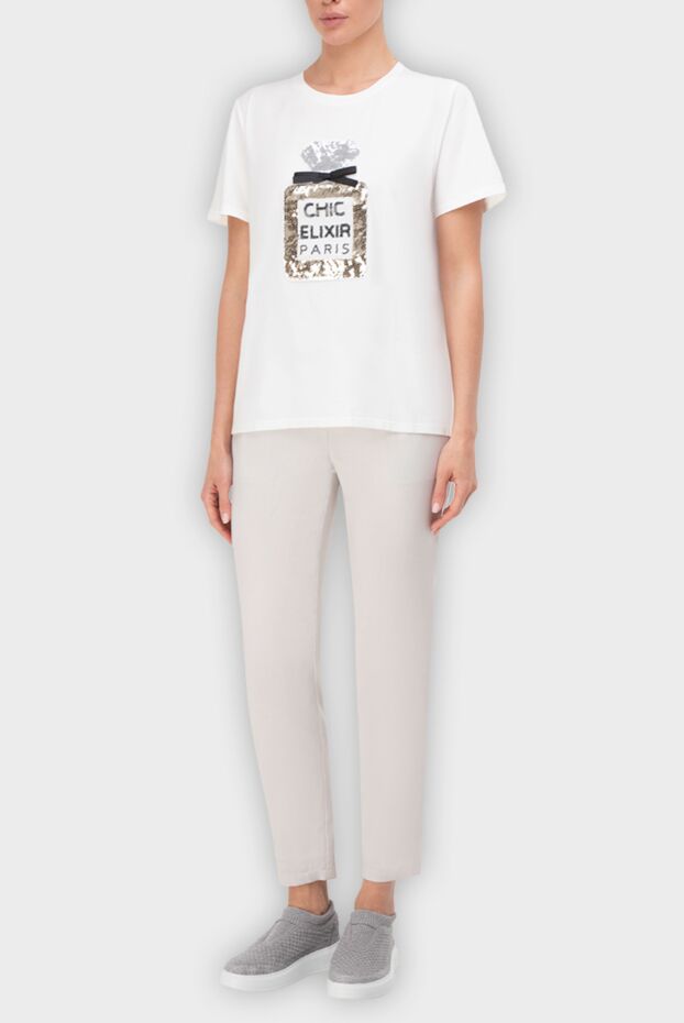 Edward Achour Paris chic elixir white cotton sequin t-shirt 144020 - photo 2
