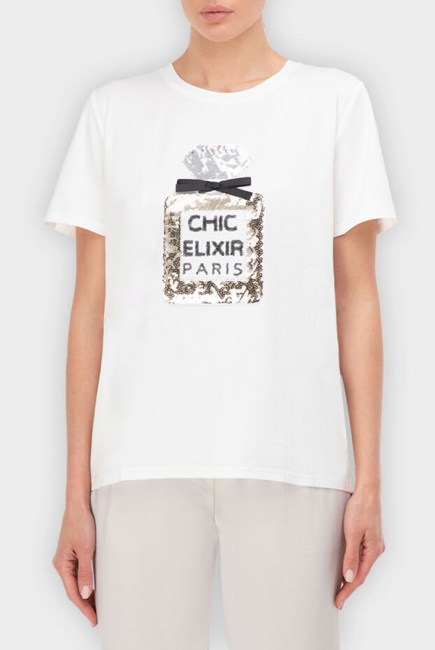 Edward Achour Paris chic elixir white cotton sequin t-shirt 144020 - photo 3