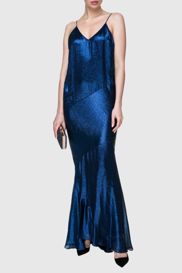 Alexandre Vauthier женские платье из шелка и полиэстера синее женское купить с ценами и фото 144047 - фото 2