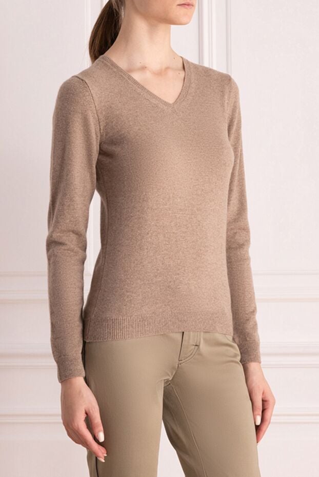 Casheart basic cashmere v-neck jumper in brown 144122 - photo 3