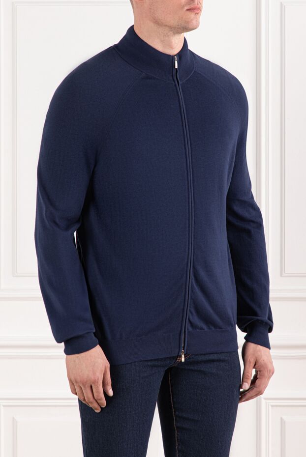 Malo mens dark blue cotton cardigan with raglan sleeves 144191 - photo 3