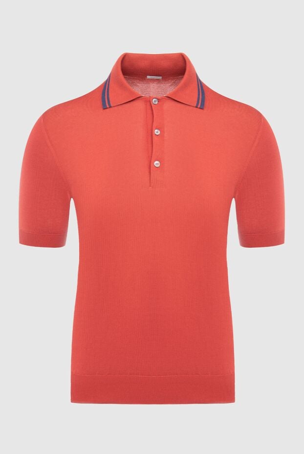 Malo men's orange cotton polo shirt with a pattern on the collar (markdown) 195463 - photo 1