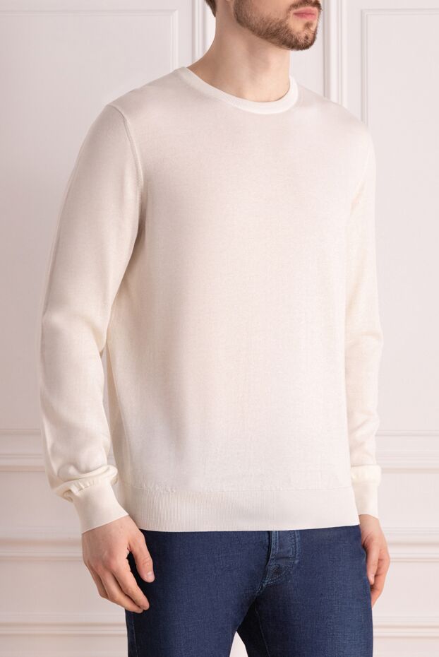 Malo milk-colored cotton men's jumper with long sleeves 144198 - photo 3