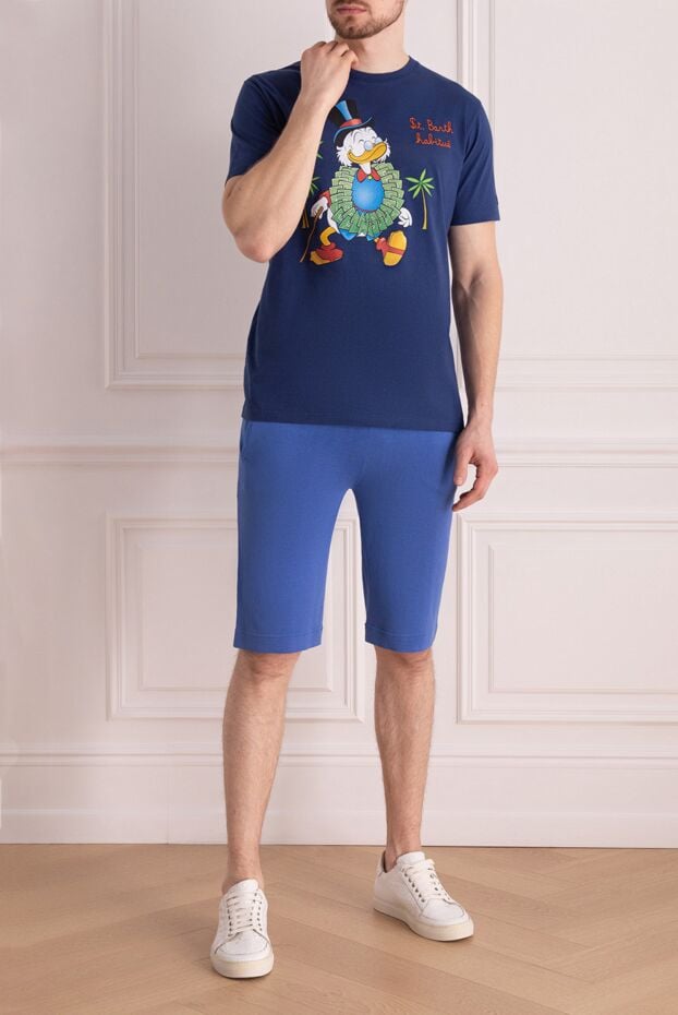 Malo men's shorts made of soft jersey in cornflower blue with a drawstring at the waist 144204 - photo 2