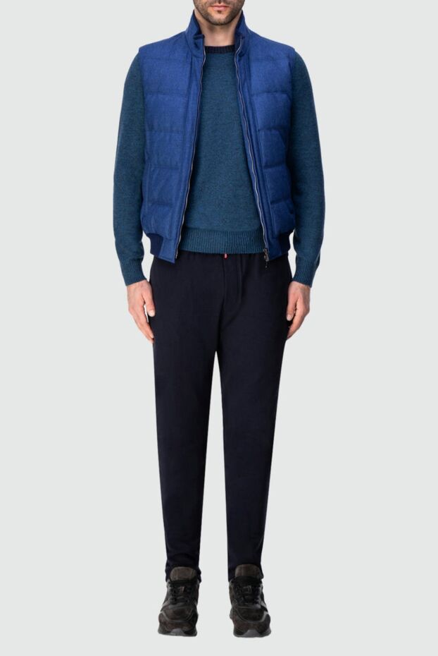 Enrico Mandelli insulated wool vest with knitted trim, blue 144295 - photo 3