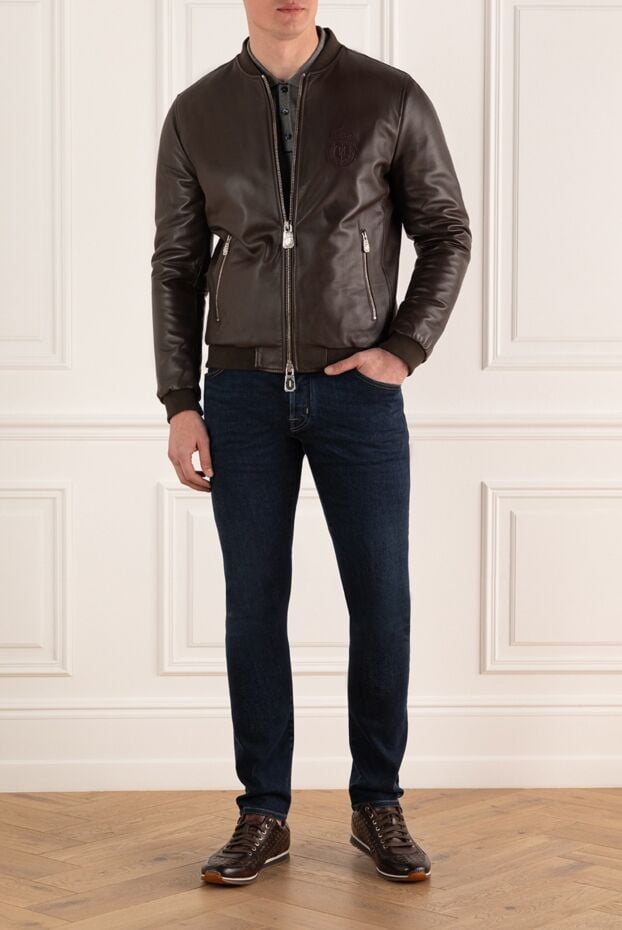 Billionaire mens brown leather bomber jacket 144316 - photo 2