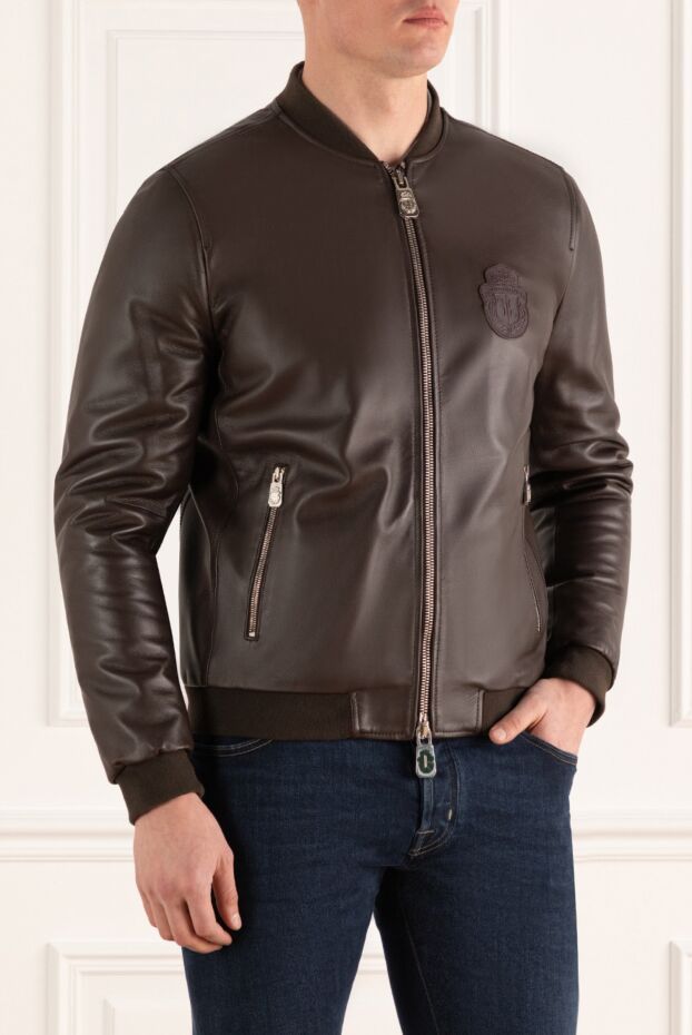 Billionaire mens brown leather bomber jacket 144316 - photo 3