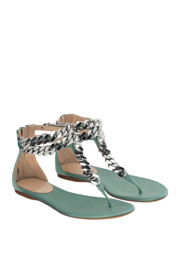 Giambattista Valli women's sandals with silver chains, green 144339 - photo 3