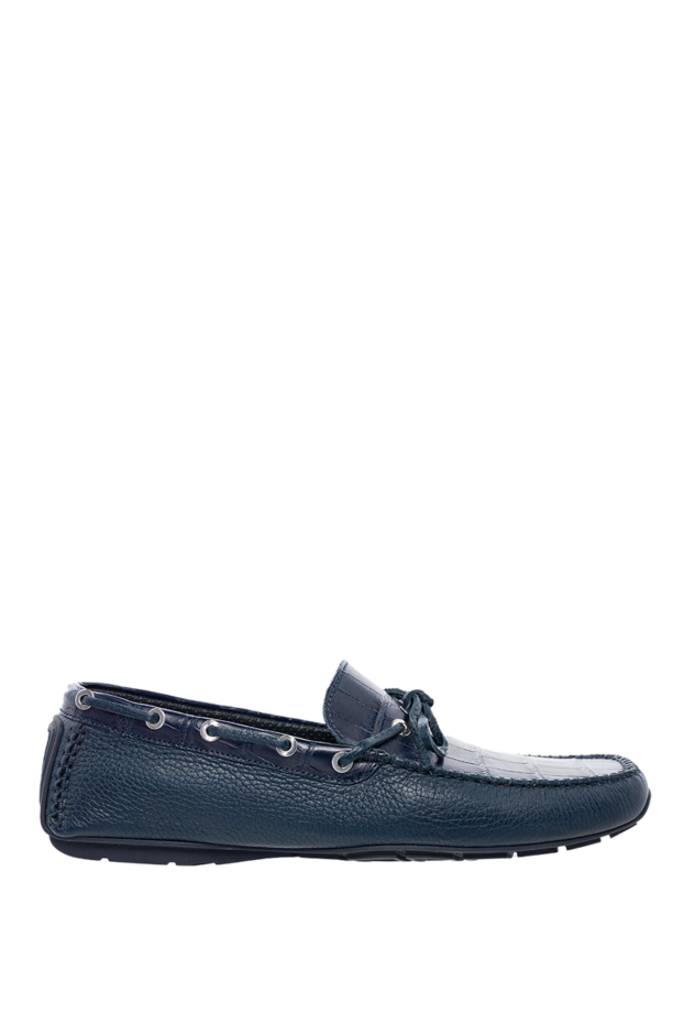 Cesare di Napoli man men's moccasins made of genuine leather and alligator skin blue buy with prices and photos 144340 - photo 1