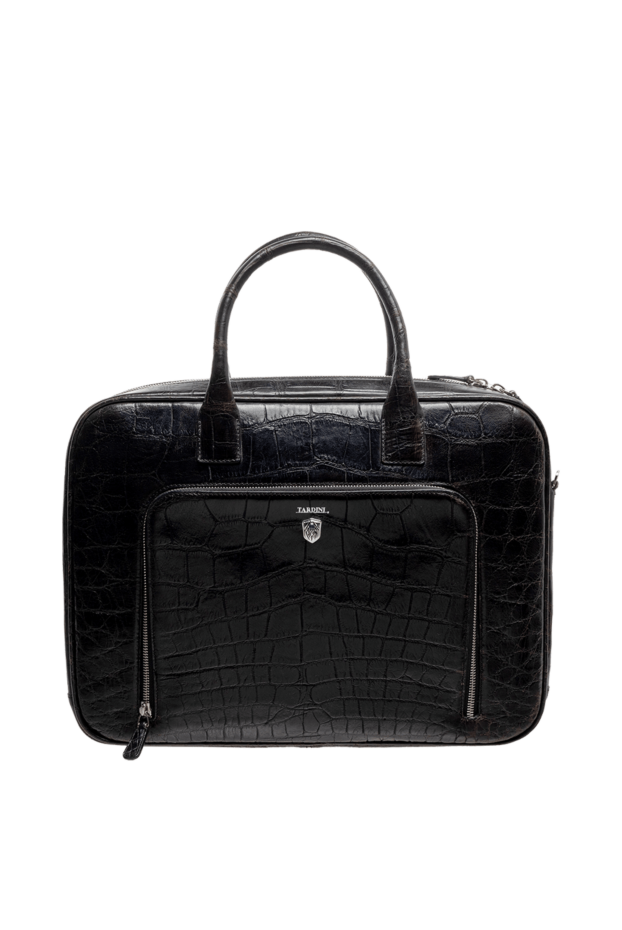Tardini alligator leather briefcase black with external pocket men's 144387 - photo 1