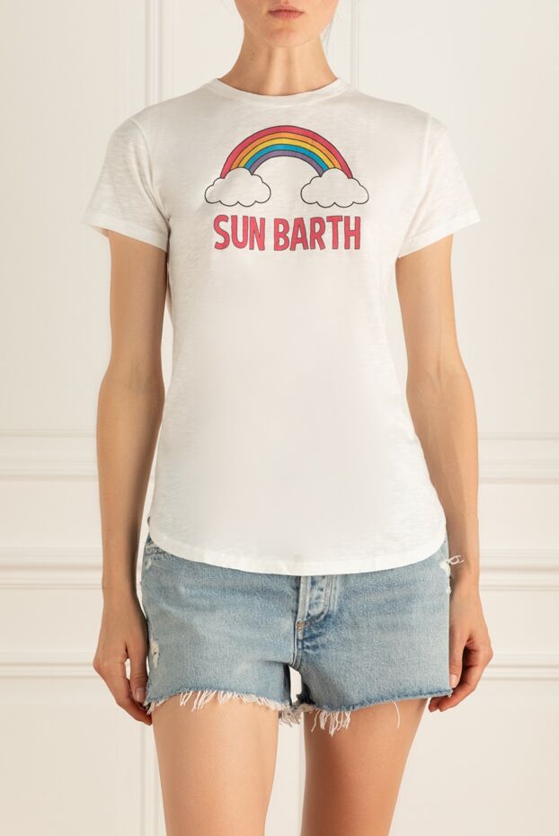 MC2 Saint Barth t-shirt cotton white women's with a drawing and logo print 144424 - photo 3