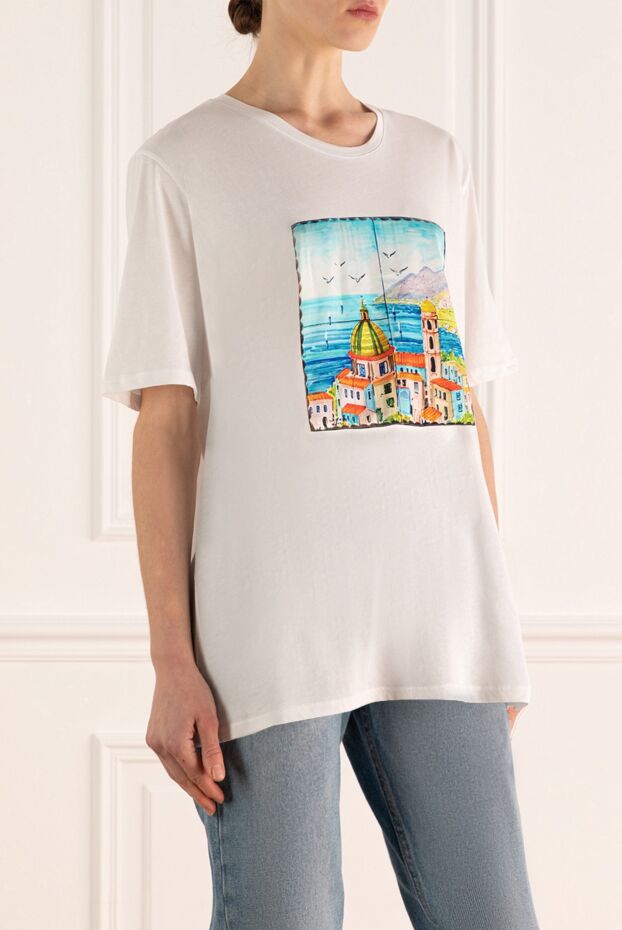 FeFe women's cotton white t-shirt with city print 144435 - photo 3
