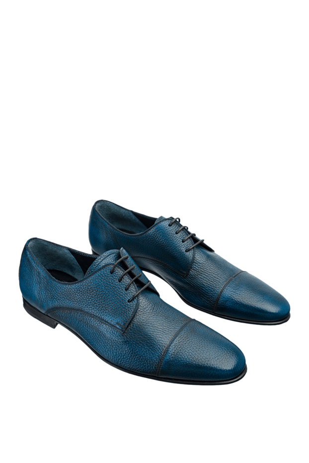 Barrett gradient blue textured leather cap-toe derby shoes for men 144450 - photo 3