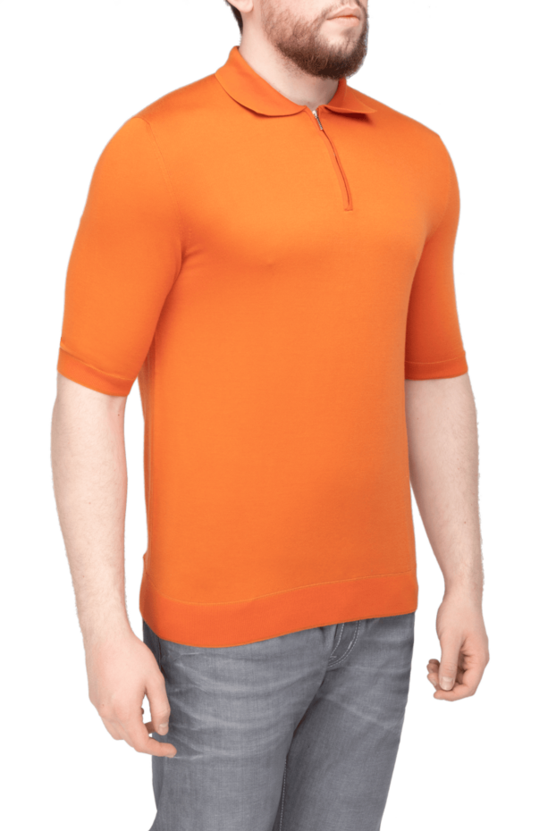 Cesare di Napoli orange cotton and silk polo for men 144476 - photo 3