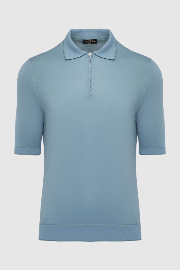 Cesare di Napoli man blue cotton and silk polo for men buy with prices and photos 144477 - photo 1