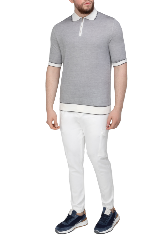 Cesare di Napoli polo from cotton and silk gray for men 144482 - photo 2