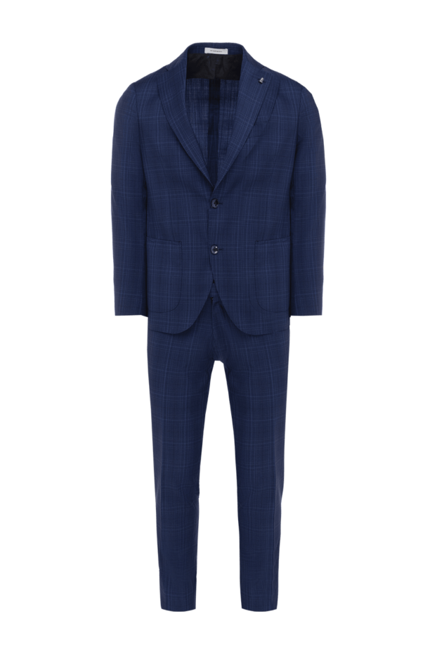 Checked wool dark blue suit men's - photo 1