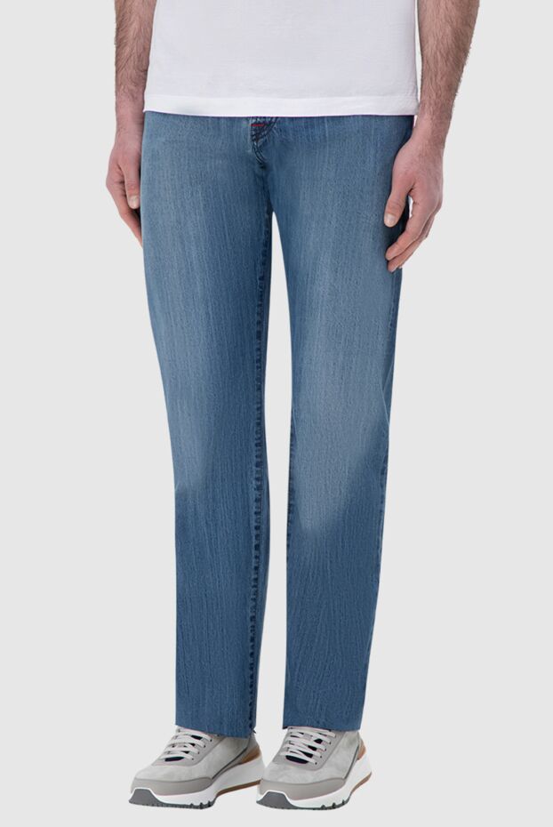 Kiton men's jeans in blue with decorative creases 144530 - photo 3