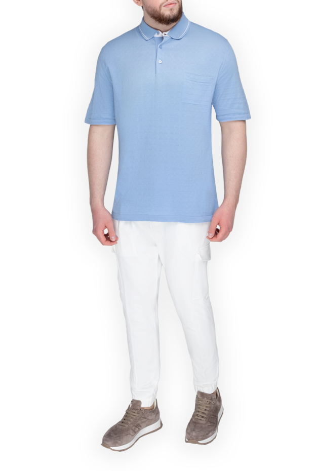 Kiton light blue jersey polo shirt made of fine cotton with a chest pocket (markdown) 195727 - photo 2