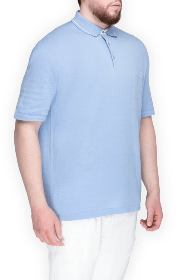 Kiton light blue jersey polo shirt made of fine cotton with a chest pocket (markdown) 195727 - photo 3