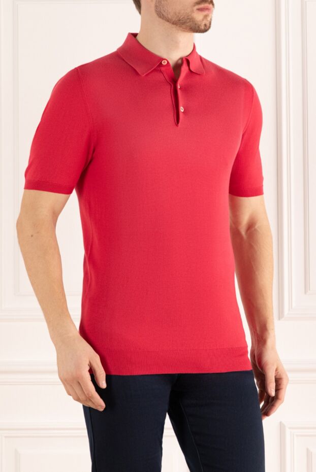 Kiton men's coral-colored short-sleeved knit polo shirt (markdown) 195480 - photo 3