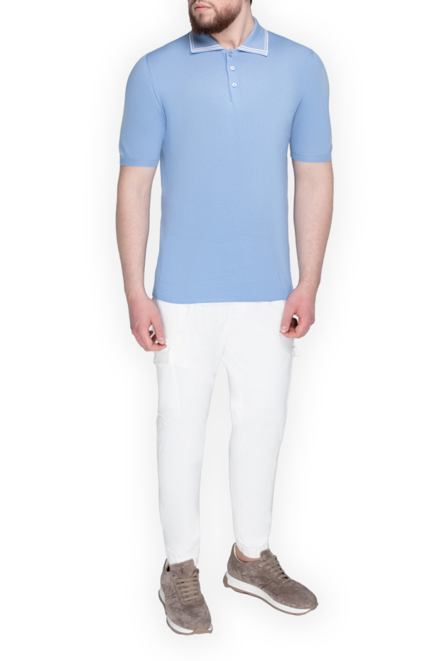 Kiton light blue jersey polo shirt with buttons made of fine cotton (markdown) 195726 - photo 1