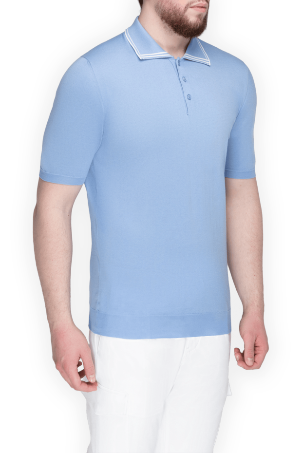 Kiton light blue jersey polo shirt with buttons made of fine cotton (markdown) 195726 - photo 2