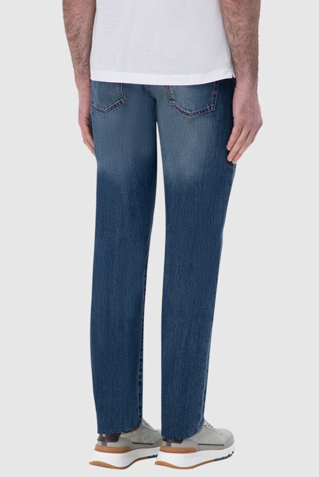 Kiton men's blue cotton denim jeans with decorative seams 144604 - photo 3