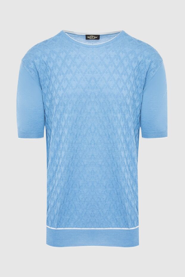 Cesare di Napoli short sleeve jumper made of silk and cotton blue for men 144612 - photo 1