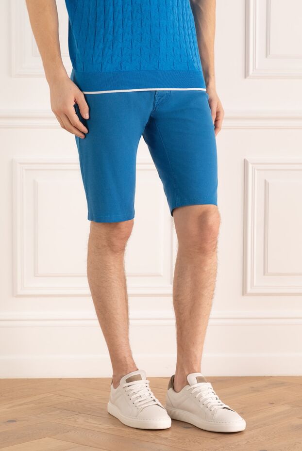 Jacob Cohen men's cotton shorts, smooth, deep blue 144738 - photo 3