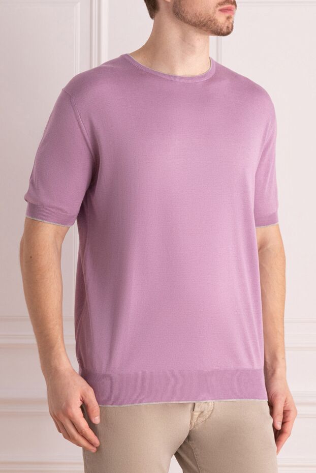 Cesare di Napoli pink short-sleeve jumper for men 144743 - photo 3