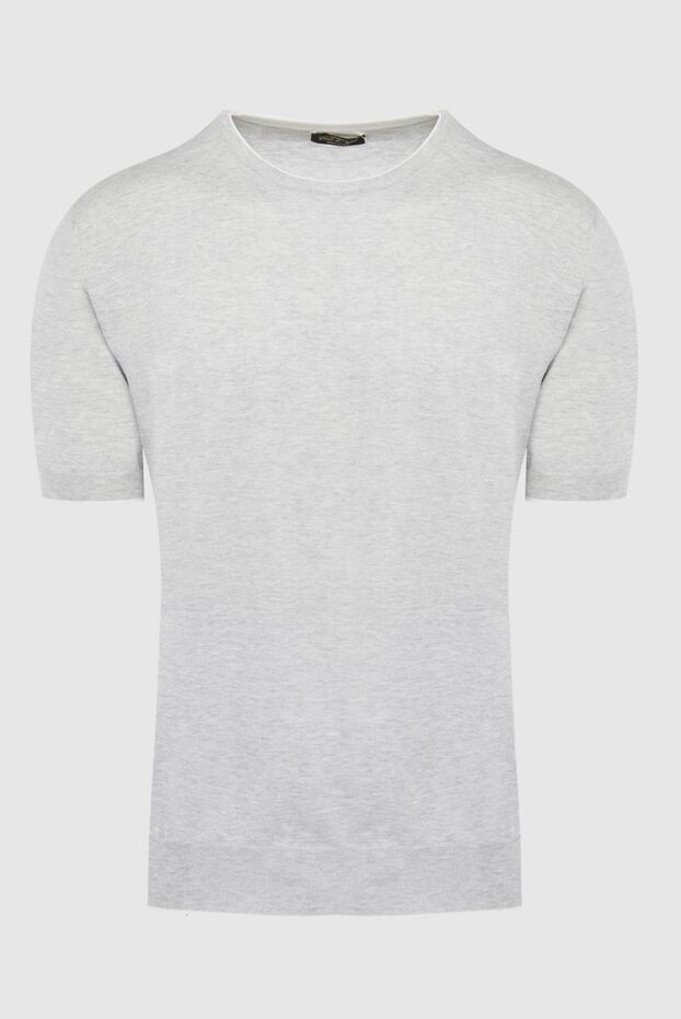 Cesare di Napoli man short sleeve jumper in silk and cotton gray for men buy with prices and photos 144746 - photo 1