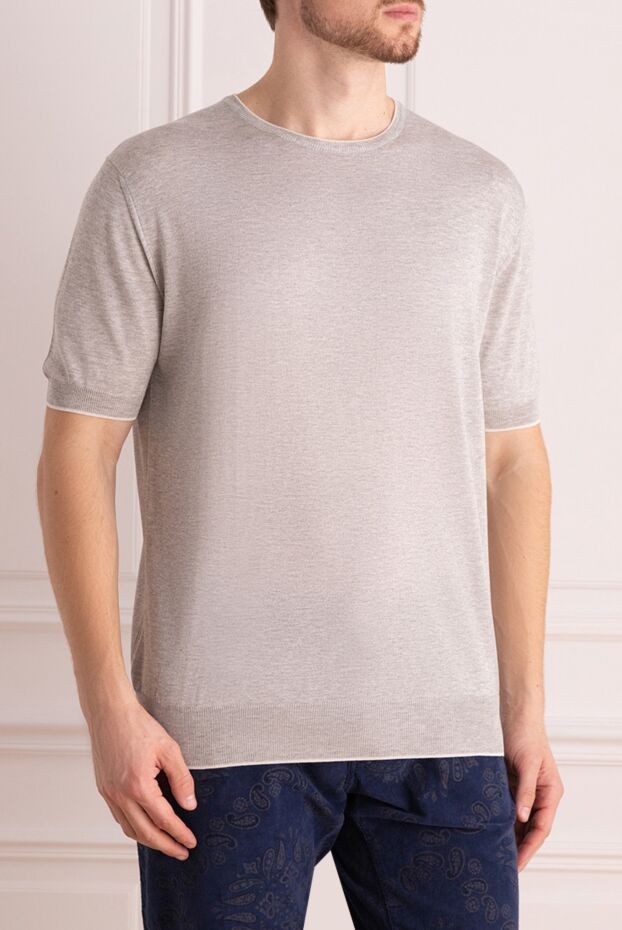 Cesare di Napoli short sleeve jumper made of silk and cotton gray for men 144746 - photo 3