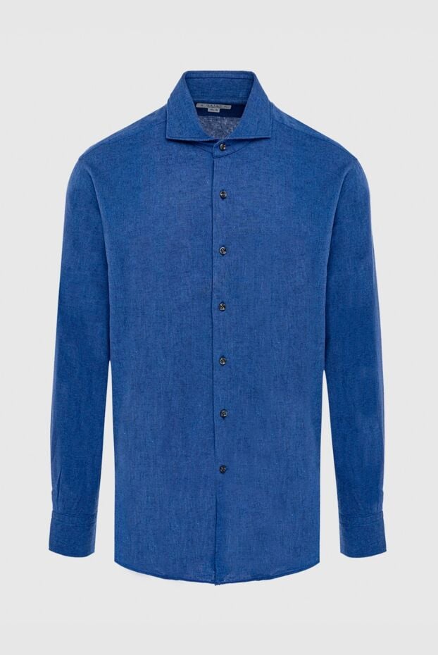 Orian men's classic cut shirt made of blue linen cotton fabric 144768 - photo 1