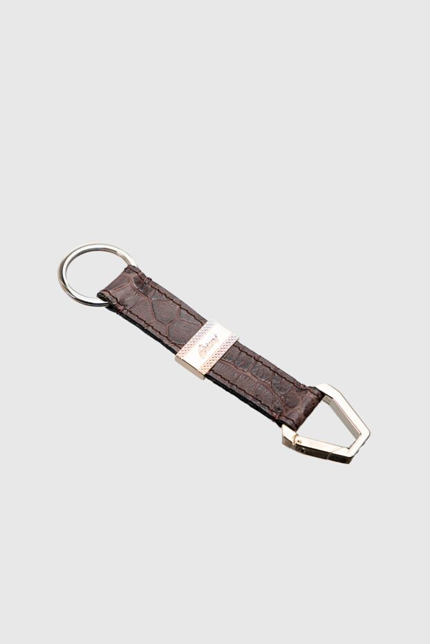 Brioni brown alligator leather keychain with a carabiner for men 144858 - photo 3