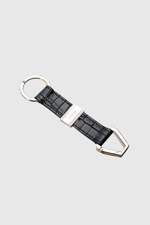 Brioni black alligator leather keychain with a carabiner decorated with a logo for men 144864 - photo 3
