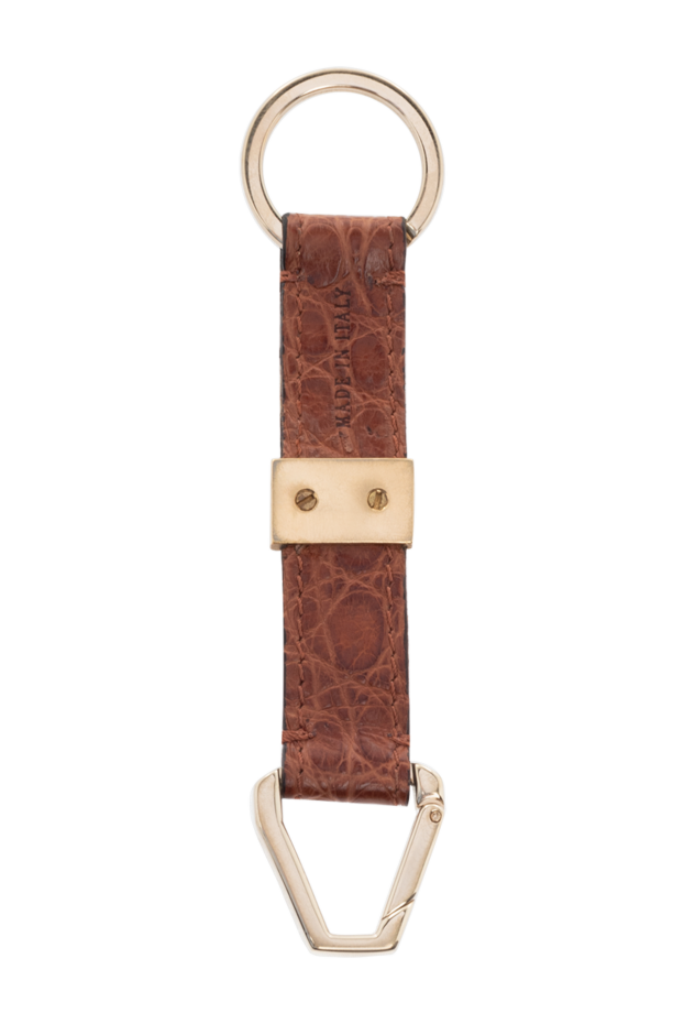 Brioni light brown alligator leather keychain with a carabiner for men 144866 - photo 2