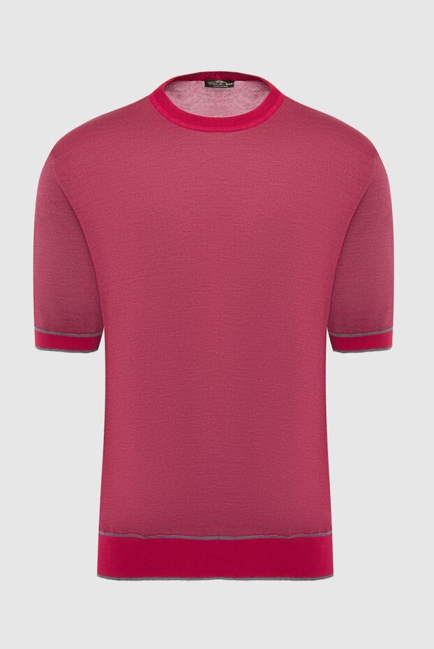 Cesare di Napoli man jumper with short sleeves made of cotton and silk, burgundy for men buy with prices and photos 144878 - photo 1