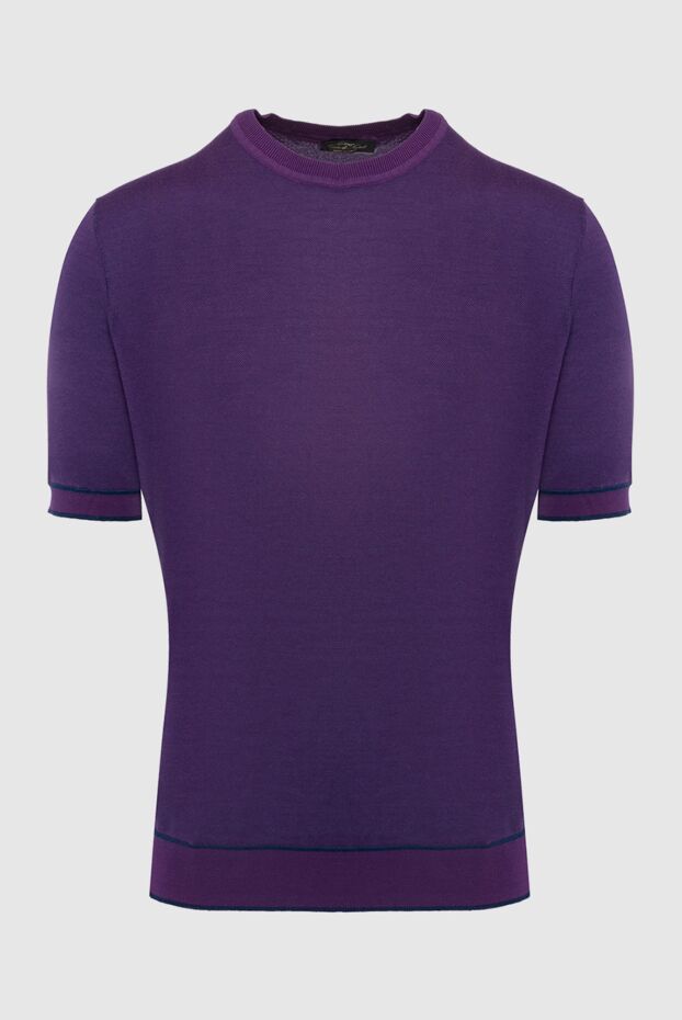 Cesare di Napoli man short sleeve jumper in cotton and silk purple for men buy with prices and photos 144879 - photo 1