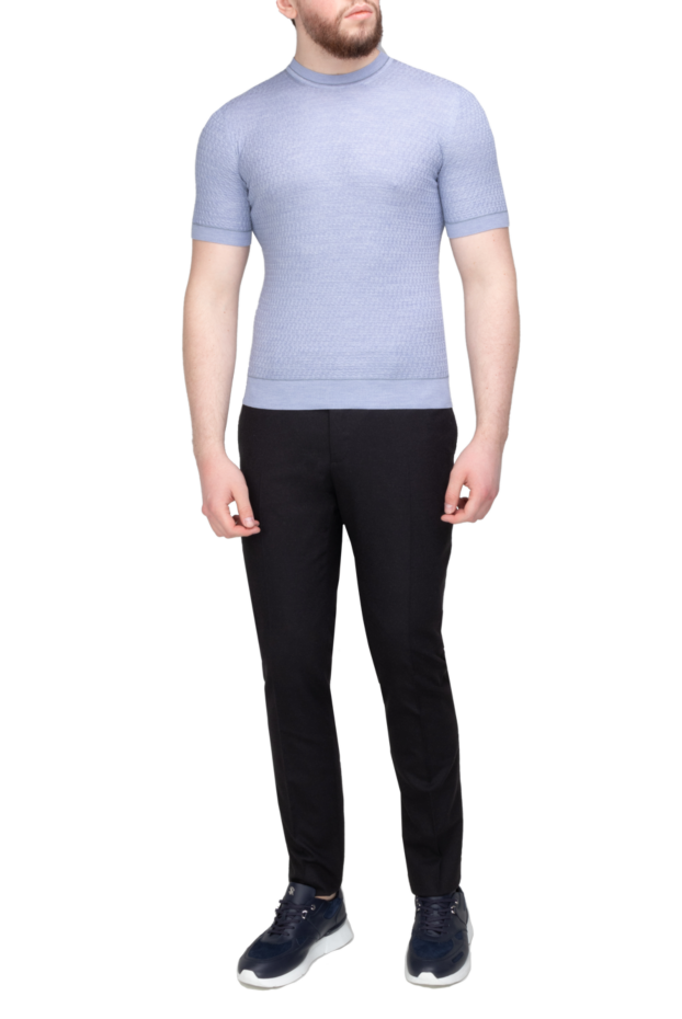 Cesare di Napoli men's lavender silk short-sleeve jumper 144884 - photo 2